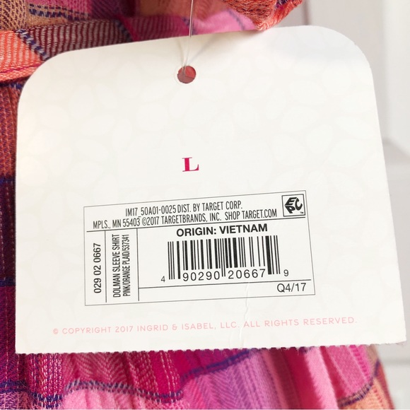 NWT Isabel Maternity Pink Plaid Button Down Tunic w/ Tie Belt Large - Picture 8 of 16